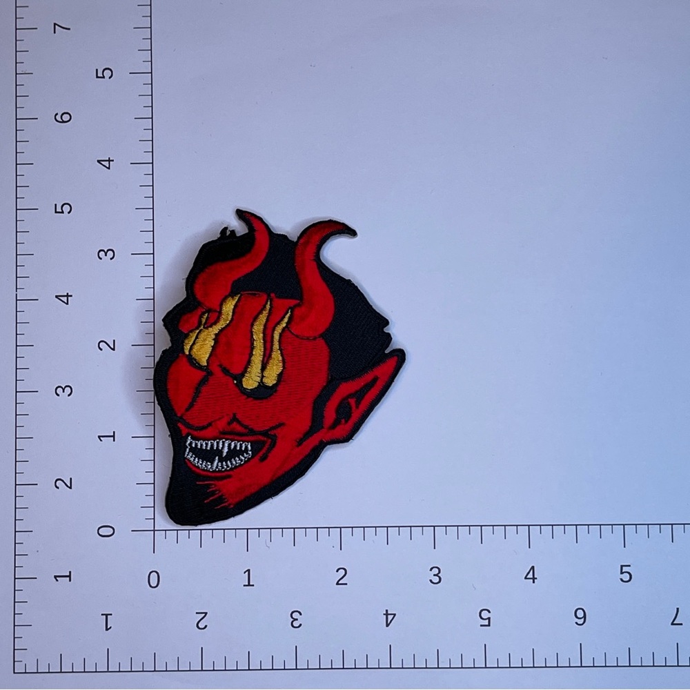 Red Devil Head Embroidered Patch
